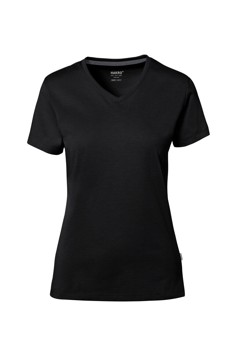 HAKRO COTTON TEC® V-Shirt Damen (0169) – Schwarz