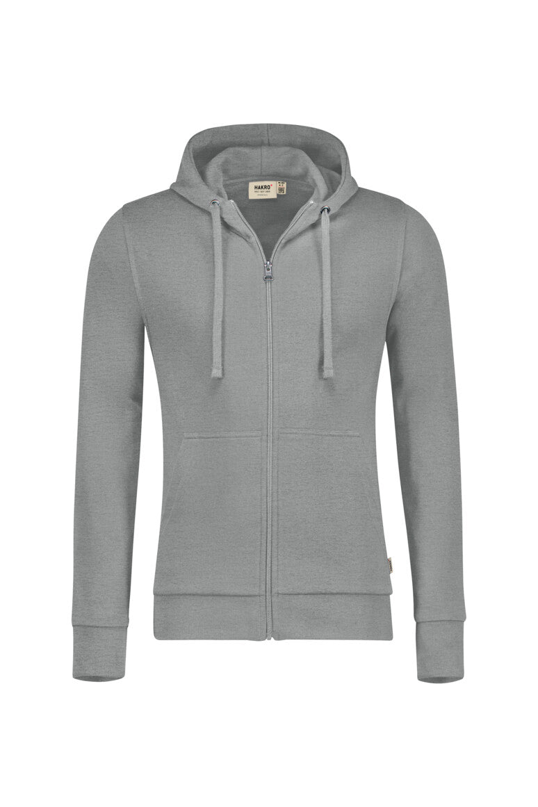 HAKRO Kapuzen-Sweatjacke Premium Unisex (0605) – Grau Meliert
