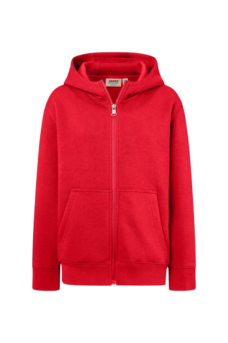 HAKRO Kinder Kapuzen-Sweatjacke Bio-Baumwolle Unisex (0565) – Weiß (002)