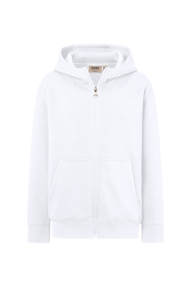 HAKRO Kinder Kapuzen-Sweatjacke Bio-Baumwolle Unisex (0565) – Weiß