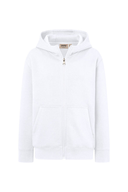 HAKRO Kinder Kapuzen-Sweatjacke Bio-Baumwolle Unisex (0565) – Weiß