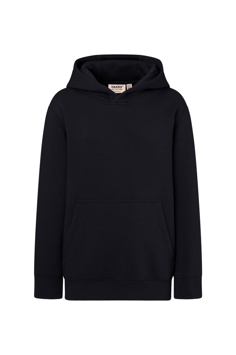 HAKRO Kinder Kapuzen-Sweatshirt Bio-Baumwolle Unisex (0562) – Schwarz
