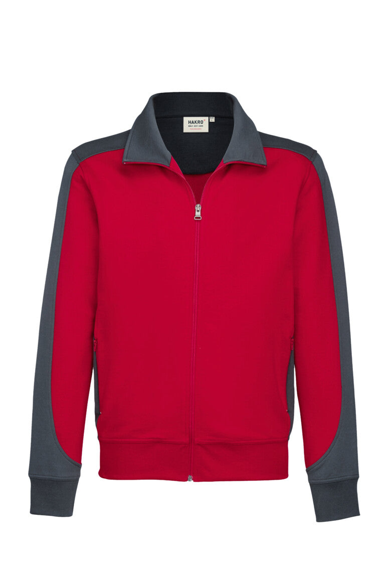 HAKRO Sweatjacke Contrast MIKRALINAR® Unisex (0477) – Rot