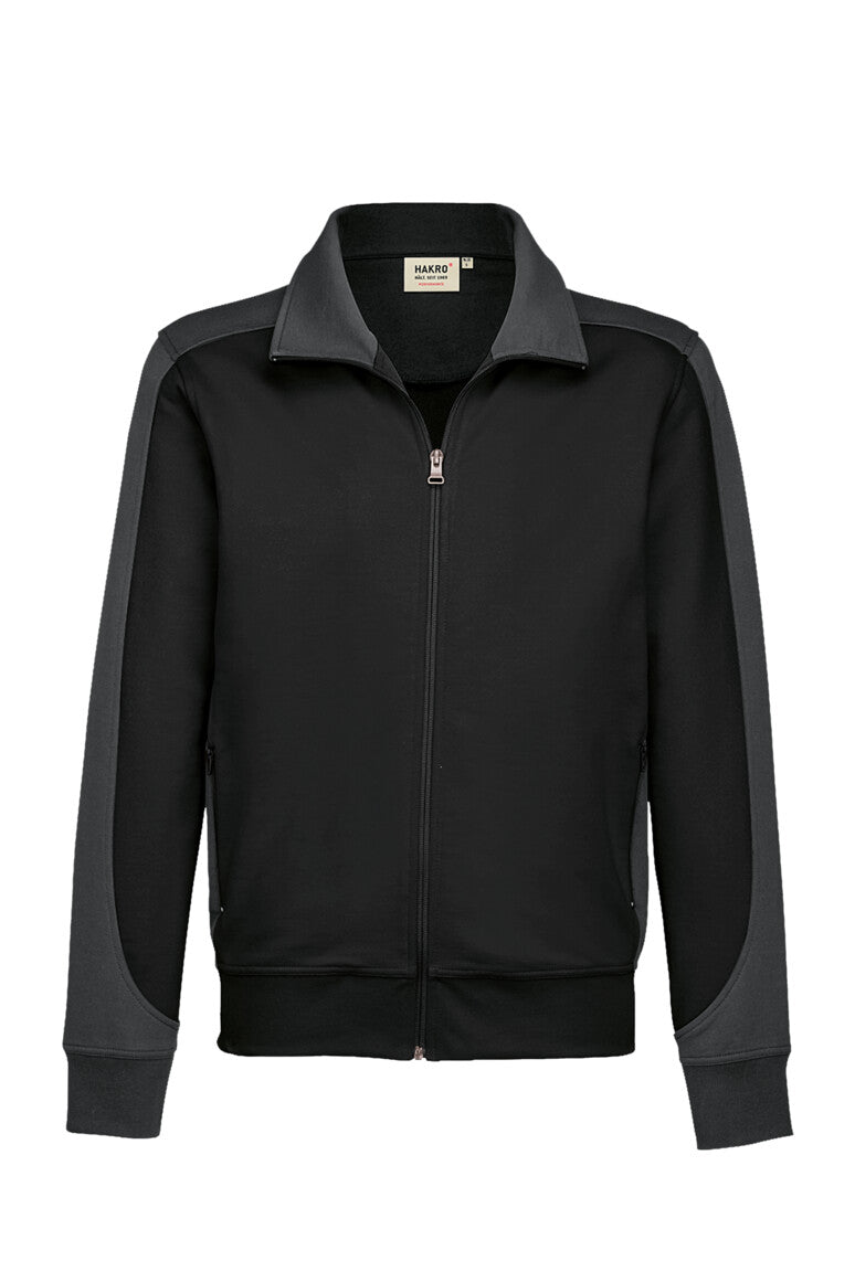 HAKRO Sweatjacke Contrast MIKRALINAR® Unisex (0477) – Schwarz