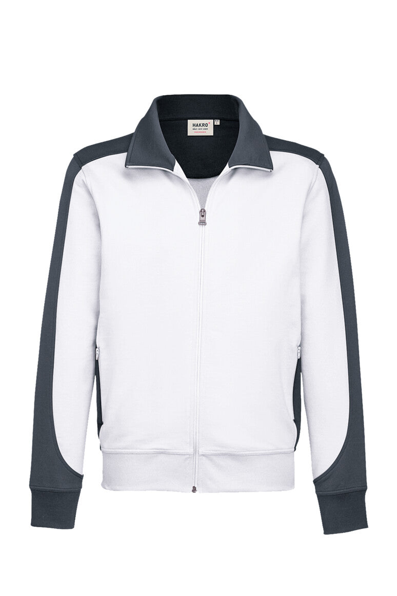 HAKRO Sweatjacke Contrast MIKRALINAR® Unisex (0477) – Weiß