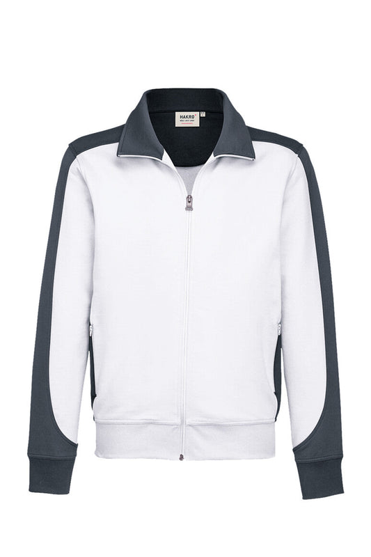 HAKRO Sweatjacke Contrast MIKRALINAR® Unisex (0477) – Weiß