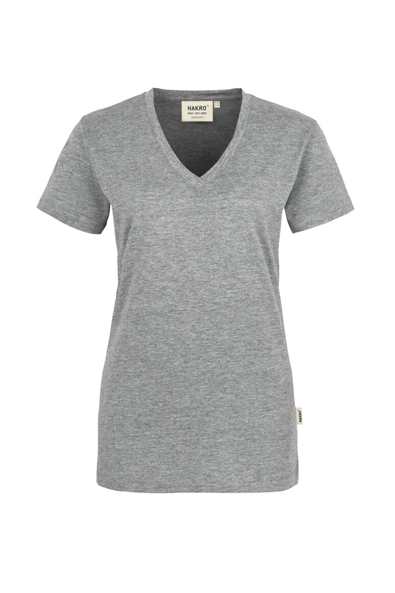 HAKRO V-Shirt Classic Damen (0126) – Grau Meliert