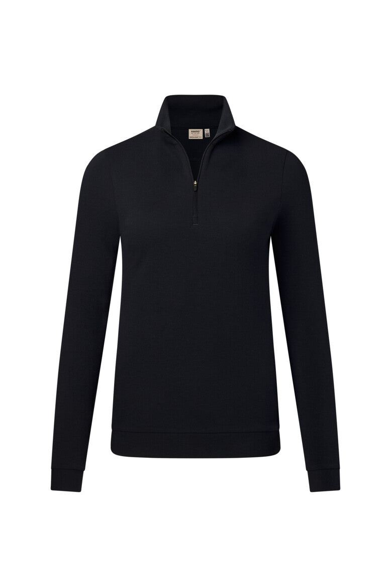 HAKRO Zip-Longsleeve Piqué MIKRALINAR® ECO Damen (0335) – Schwarz