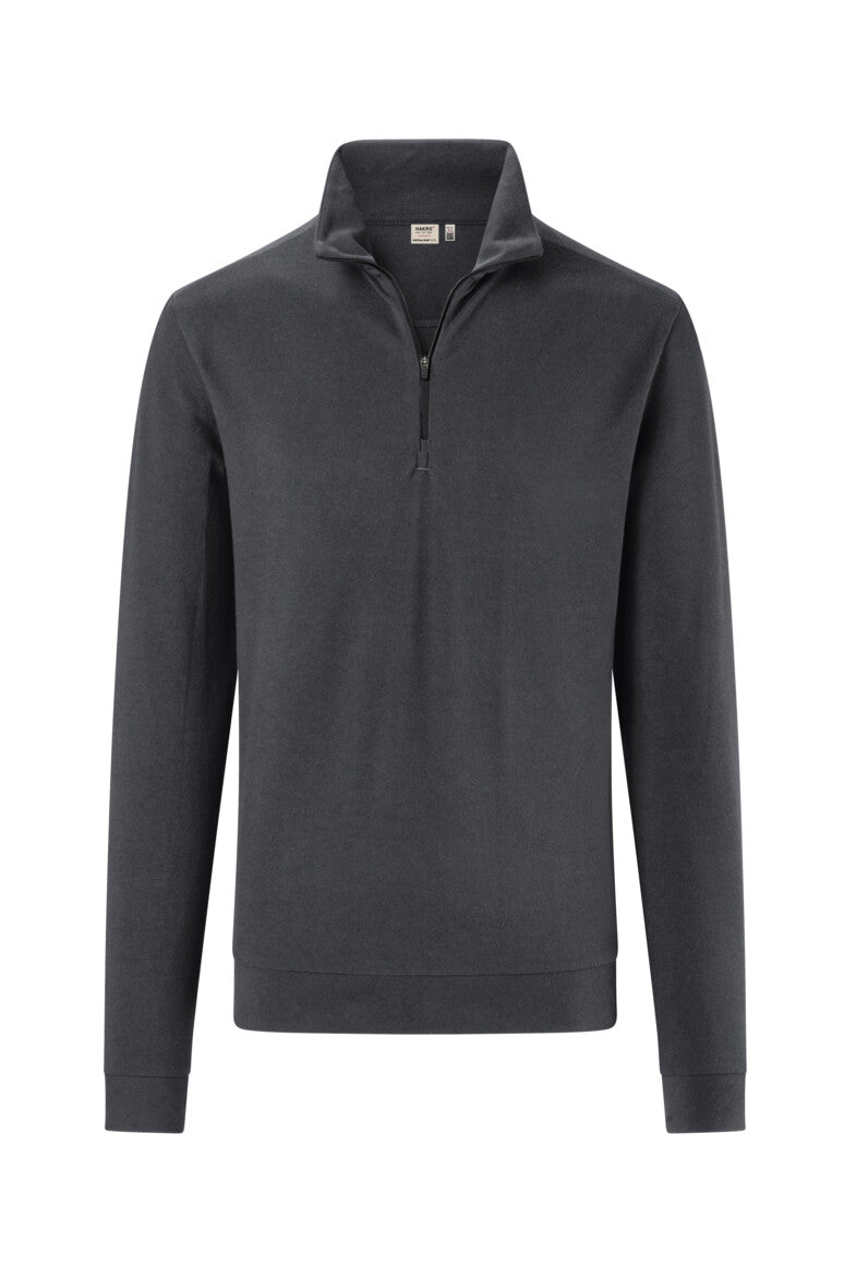 HAKRO Zip-Longsleeve Piqué MIKRALINAR® ECO Unisex (0535) – Karbongrau