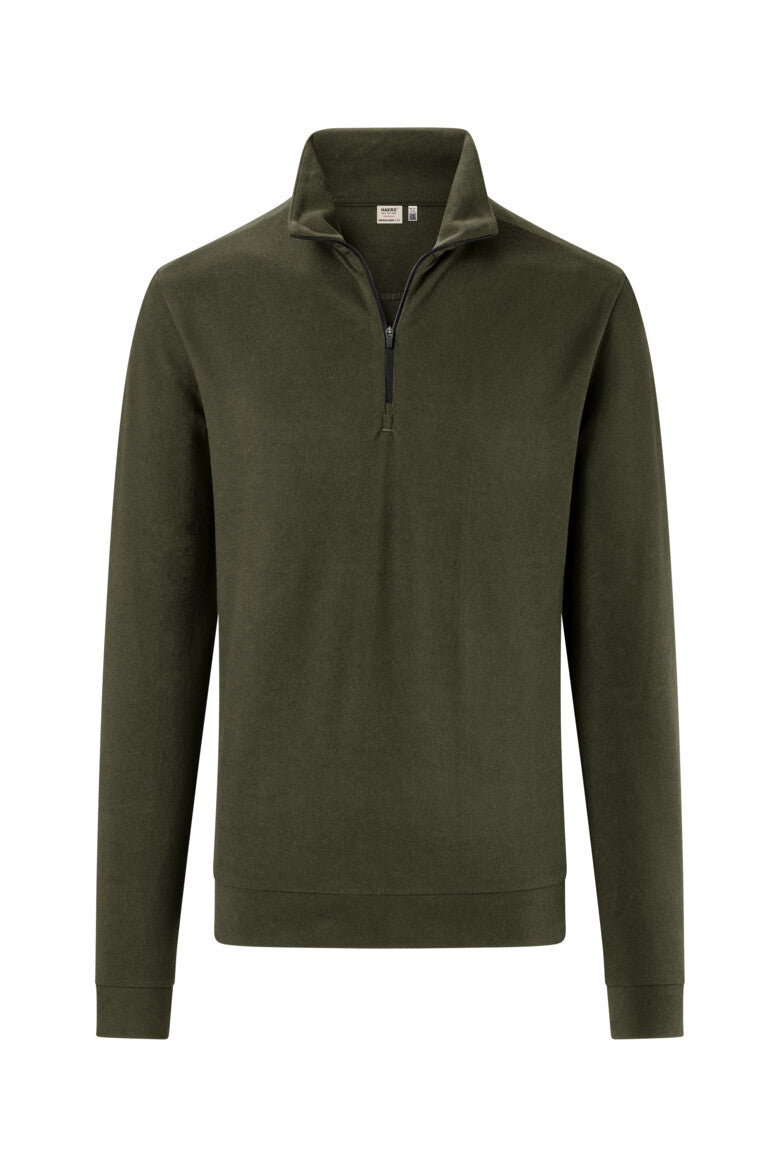 HAKRO Zip-Longsleeve Piqué MIKRALINAR® ECO Unisex (0535) – Olive