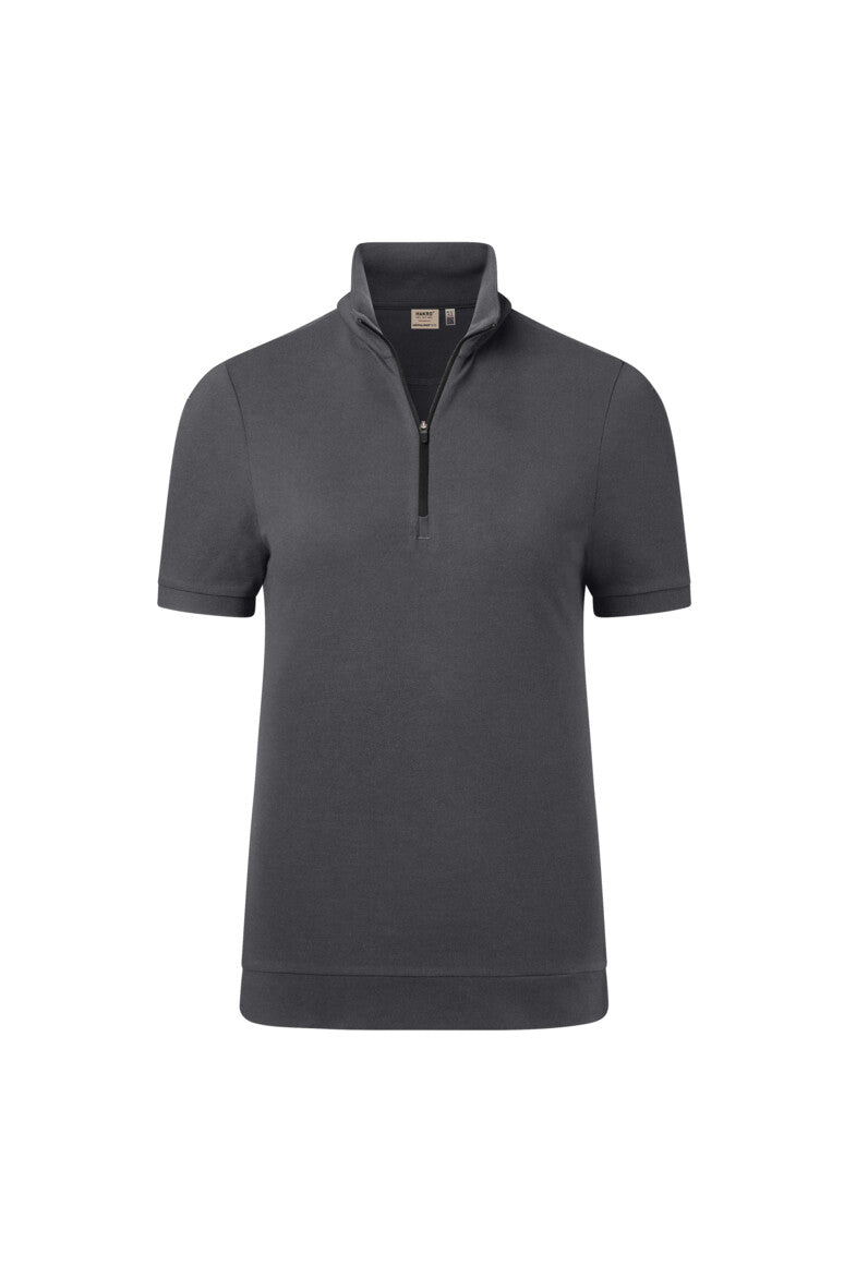 HAKRO Zip-Shirt Piqué MIKRALINAR® ECO Damen (0334) – Karbongrau