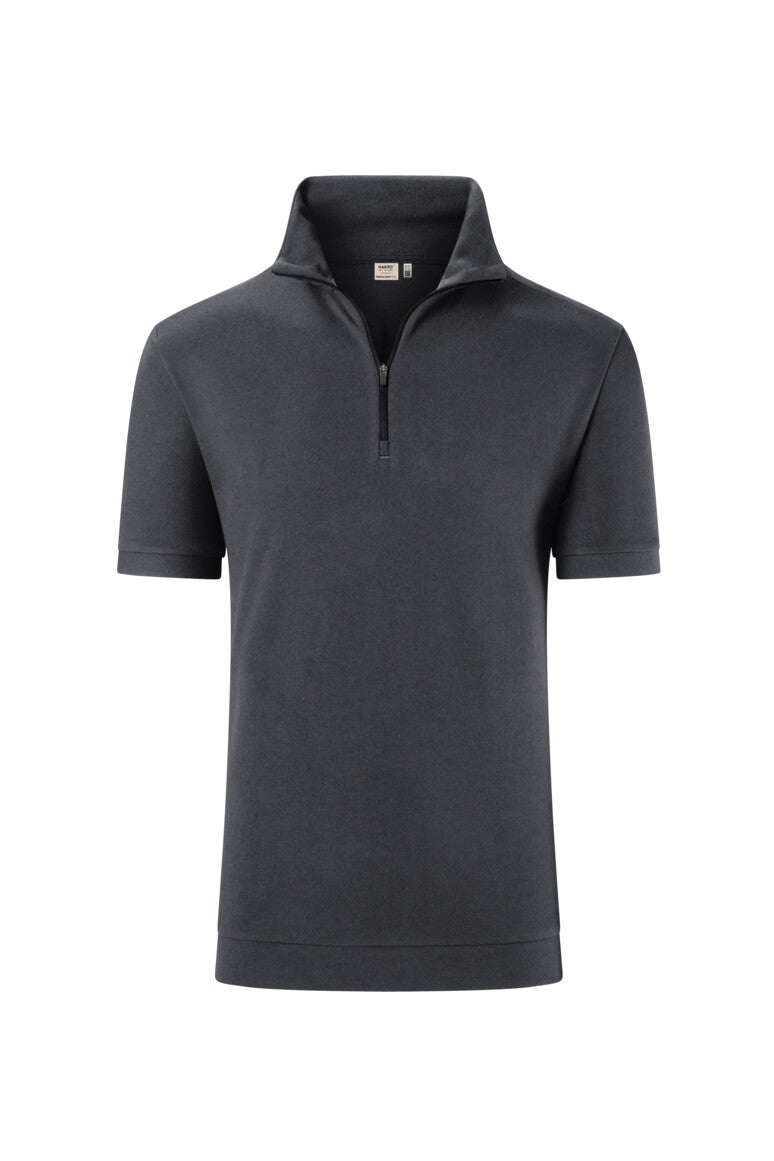 HAKRO Zip-Shirt Piqué MIKRALINAR® ECO Unisex (0534) – Karbongrau