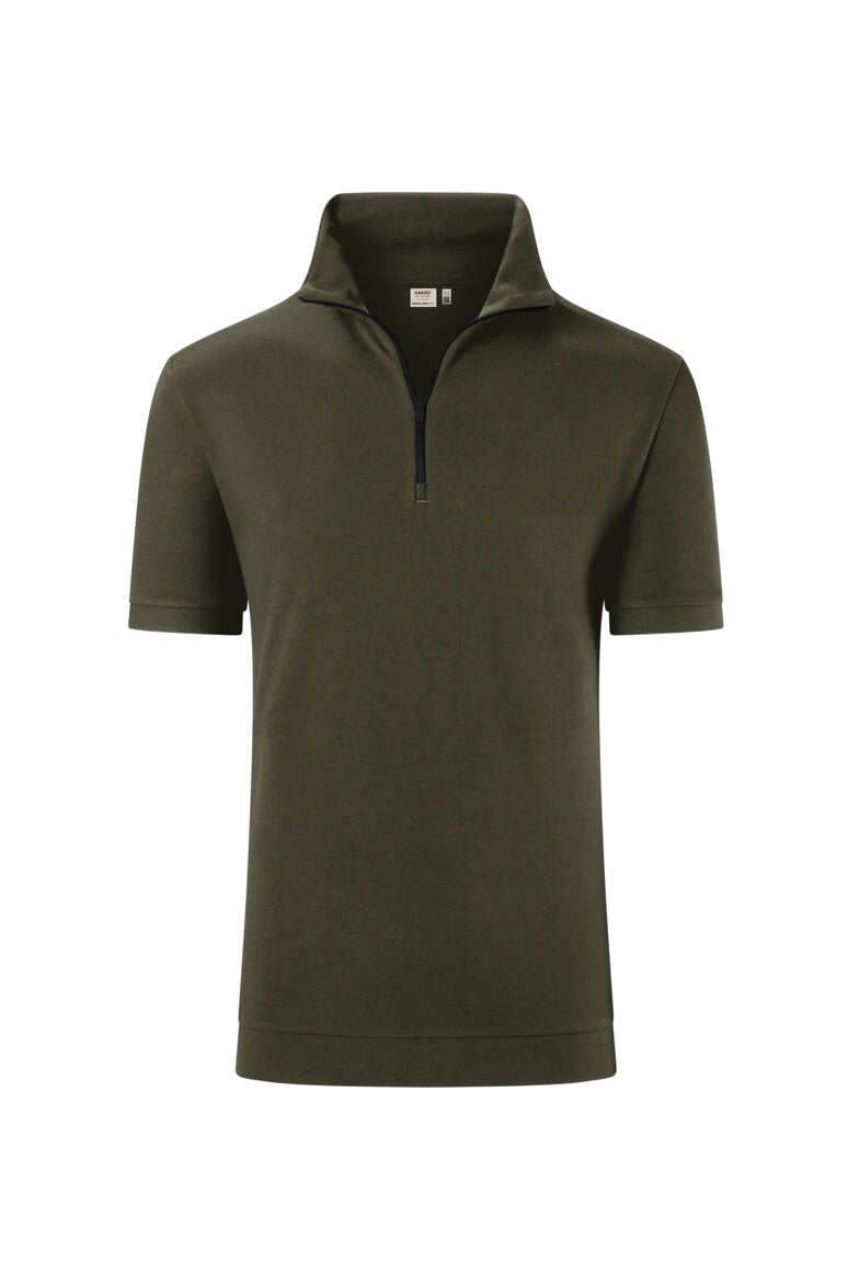 HAKRO Zip-Shirt Piqué MIKRALINAR® ECO Unisex (0534) – Olive