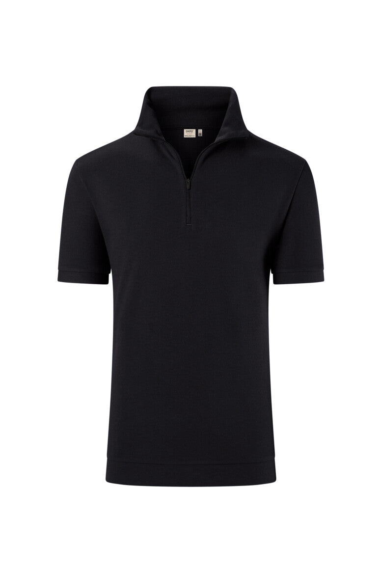 HAKRO Zip-Shirt Piqué MIKRALINAR® ECO Unisex (0534) – Schwarz