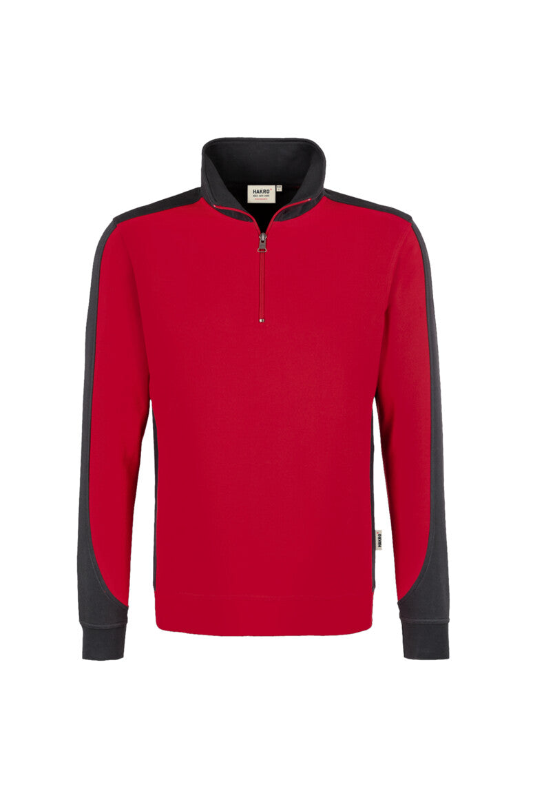 HAKRO Zip-Sweatshirt Contrast MIKRALINAR® Unisex (0476) – Rot