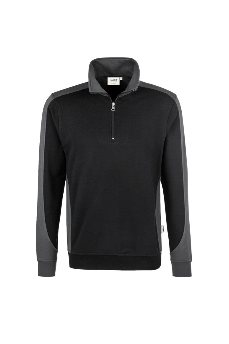 HAKRO Zip-Sweatshirt Contrast MIKRALINAR® Unisex (0476) – Schwarz