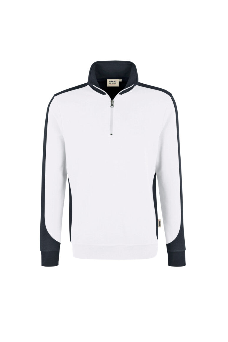 HAKRO Zip-Sweatshirt Contrast MIKRALINAR® Unisex (0476) – Weiß