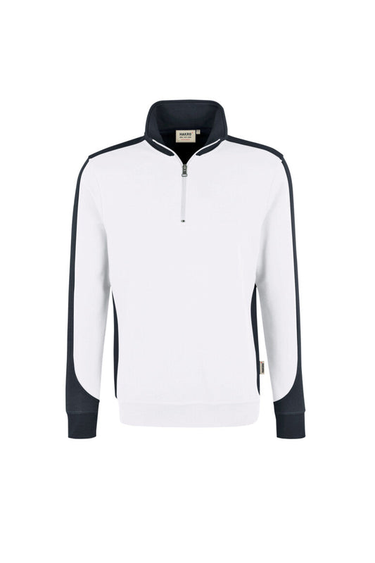 HAKRO Zip-Sweatshirt Contrast MIKRALINAR® Unisex (0476) – Weiß